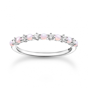 THOMAS SABO prsteň Pink and white stones TR2343-166-7