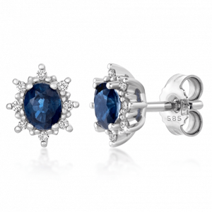 SOFIA DIAMONDS zlaté náušnice zafír s diamantmi PAK11941W