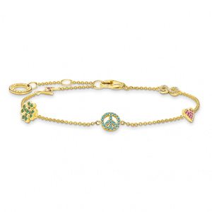 THOMAS SABO strieborný náramok Symbols multicoloured gold A2039-488-7