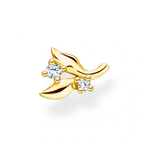 THOMAS SABO kusová náušnica Leaves with white stones gold H2222-414-14