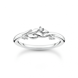 THOMAS SABO prsteň Leaves with white stones TR2376-051-14