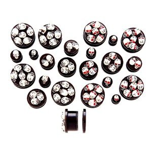 Plug do ucha s 3D lebkami, zirkónové oči - Hrúbka: 6 mm , Farba zirkónu: Červená - R