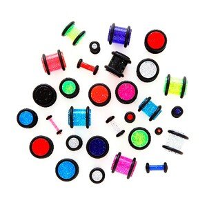 Piercing do ucha - neónový trblietavý plug - Hrúbka: 3 mm, Farba: Čierna