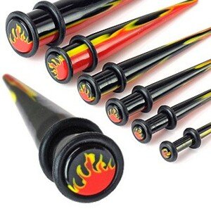 Taper z UV akrylu s dvoma gumičkami s plameňom - Hrúbka: 8 mm