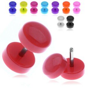 Farebný falošný plug s lesklým zaobleným kolieskom - Farba piercing: Fuksia