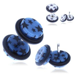 Nepravý akrylový piercing do ucha s hviezdičkami - Farba piercing: Modrá