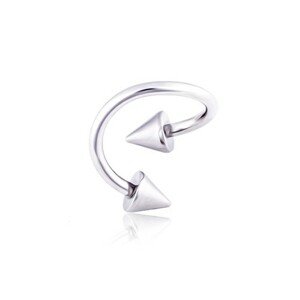 Oceľový piercing do obočia twist s hrotmi - Rozmer: 1,6 mm x 10 mm x 4x4 mm