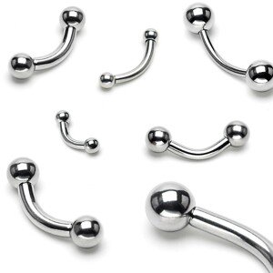 Piercing do obočia s dvoma guličkami basic, rôzne veľkosti - Rozmer: 1,2 mm x 8 mm x 3 mm