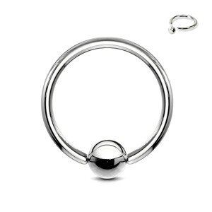 Oceľový piercing - krúžok a gulička striebornej farby, hrúbka 1,6 mm - Rozmer: 1,6 mm x 6 mm x 4 mm