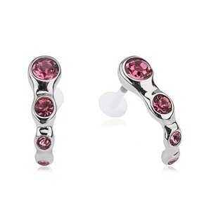 Piercing do tragusu, oceľový, ružové kamienky