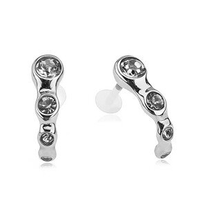 Zaoblený oceľový piercing do tragusu, číre zirkóny