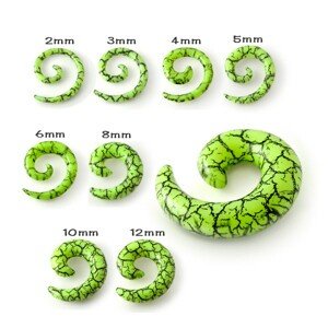 Expander do ucha - svetlozelený slimák s efektom čiernych prasklín - Hrúbka: 3 mm