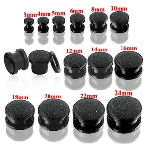 Okrúhly tunel plug do ucha čiernej farby s trblietkami - Hrúbka: 4 mm