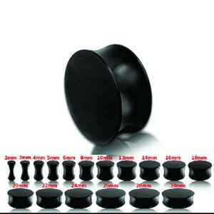Čierny lesklý sedlový plug do ucha - Hrúbka: 2 mm