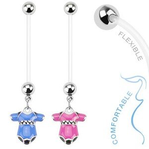 Piercing do bruška z bioflexu pre tehotné ženy, farebné detské body - Farba piercing: Modrá