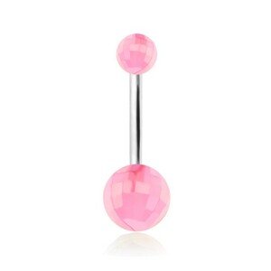 Piercing do brucha, svetloružové akrylové disko gule