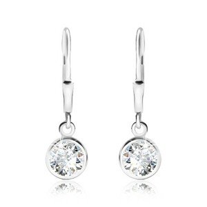 Náušnice zo striebra 925, okrúhly číry zirkón, 6 mm