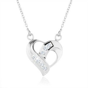 Strieborný náhrdelník 925, prívesok srdca - zatočené línie, číre zirkóny
