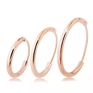 Strieborné náušnice 925, tenké kruhy medenej farby, rôzne veľkosti - Priemer: 14 mm