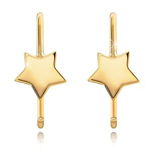 Okrúhle náušnice zo žltého 14K zlata - malá päťcípa hviezda