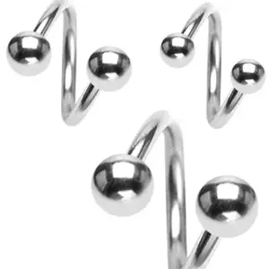 Piercing špirála do obočia s guličkami 1,2 mm - Rozmer: 10 mm x 3x3 mm