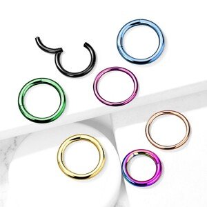 Piercing do nosa a ucha z chirurgickej ocele - jednoduchý lesklý krúžok, 0,8 mm, 10mm - Farba piercing: Čierna