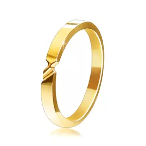 Zlatá 14K obrúčka - prsteň s dvoma zárezmi a hladkými ramenami - Veľkosť: 62 mm