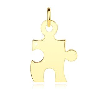 Zlatý 14K prívesok - puzzle diel s výrezmi a spájacími článkami