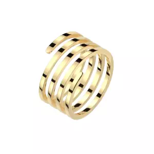 Špirálovito zatočený prsteň z ocele 316L - štvorité rameno, zlatá farba - Veľkosť: 54 mm