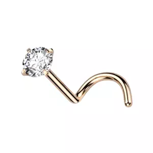 Zahnutý piercing do nosa z titánu - číry zirkón, rôzne farby, 1 mm - Farba: Čierna