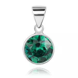 Prívesok zo striebra 925 - výrazný zelený krištáľ Swarovski okrúhleho tvaru