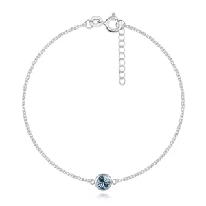 Náramok v striebre 925 - svetlomodrý krištáľ Swarovski, tenká retiazka