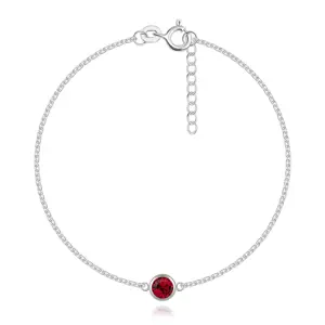 Náramok zo striebra 925 - červený krištáľ Swarovski, tenká retiazka