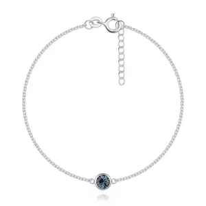 Strieborný 925 náramok - Swarovski krištáľ modrej farby, podlhovasté očká
