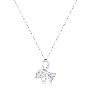 Náhrdelník v 925 striebre - symbol Infinity, dve číre zirkónové srdcia