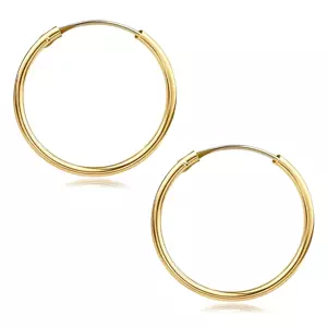 Náušnice zo žltého 9K zlata - jednoduché kruhy s hladkým povrchom, 17 mm