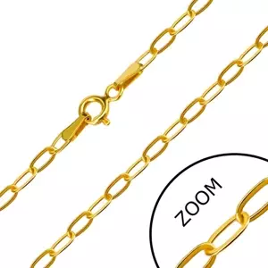 Náramok v žltom 14K zlate - kolmo napájané hladké oválne očká, 180 mm