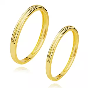 Obrúčky zo 14K žltého zlata - šikmý zárez, tenké rameno - Veľkosť: 49 mm