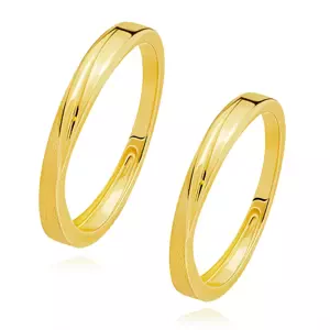 Obrúčky v žltom 14K zlate - šikmá ryha, hladký a štruktúrovaný povrch - Veľkosť: 58 mm