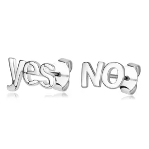 Náušnice z 925 striebra - nápisy "yes" a "NO", puzetky