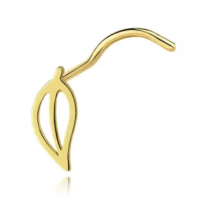 Zlatý piercing do nosa zo 14K zlata s motívom listu