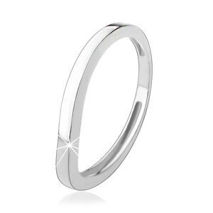Strieborný prsteň 925, zvlnená línia, lesklý hladký povrch - Veľkosť: 51 mm