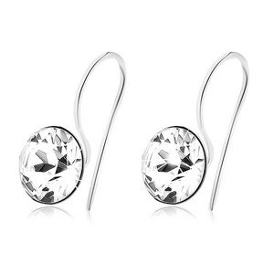 Strieborné náušnice 925, číry krištáľ Swarovski, 8 mm, afroháčik