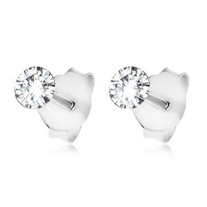 Strieborné 925 náušnice, drobný číry krištáľ Swarovski, 3 mm, puzetky