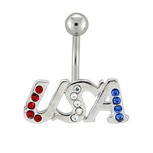 Piercing do pupku - USA vykladaný zirkónikmi