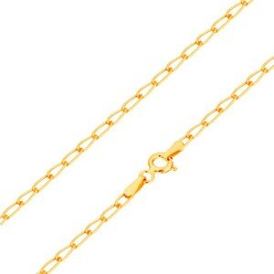 Náramok zo žltého 14K zlata - lesklé ploské oválne očká, 190 mm