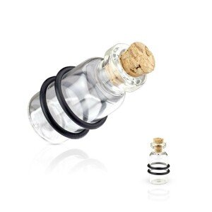 Plug do ucha - fľaša s korkovou zátkou, dve čierne gumičky - Hrúbka: 10 mm