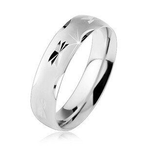 Strieborná 925 obrúčka, matný vypuklý povrch s lesklými zárezmi, 6 mm - Veľkosť: 64 mm