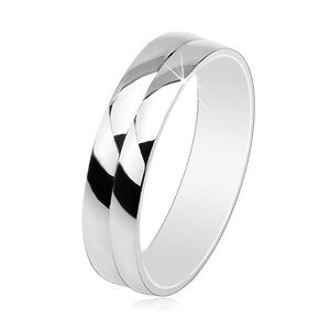 Strieborná obrúčka 925, lesklý hladký povrch, tenký zárez v strede, 5 mm - Veľkosť: 62 mm