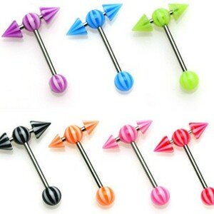 Piercing činka - farebná UV šípka - Farba piercing: Modrá